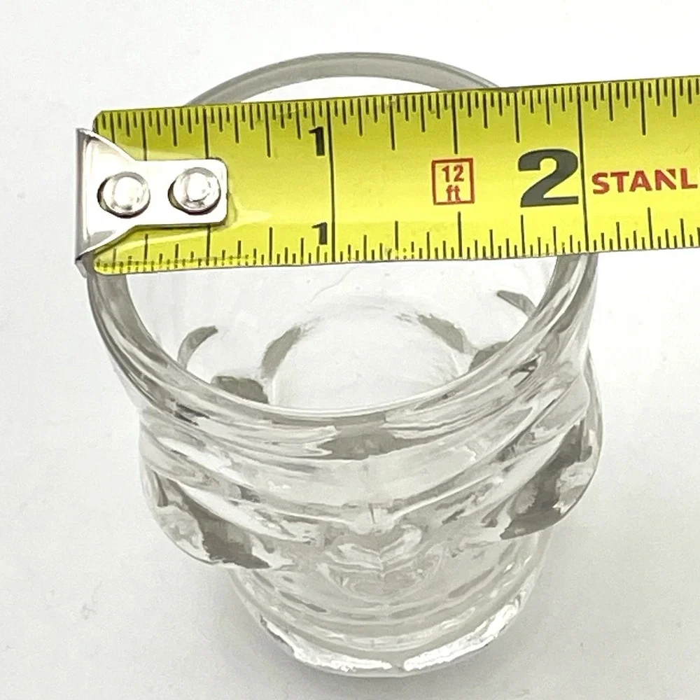 Skull Head Skeleton Face Shot‎ Glass Clear Pressed Glass Toothpick Holder